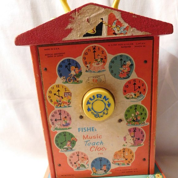 Vintage Fisher Price Music Box Teaching Clock Toy 1968 - Picture 2 of 10